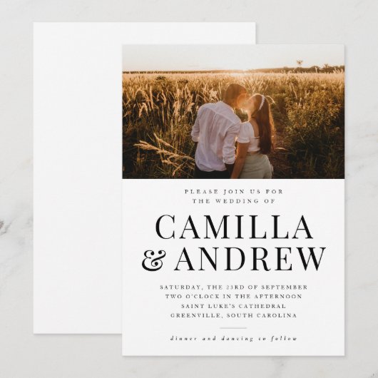 Modern Typografie Foto Elegant Wedding Kaart (Voorkant / Achterkant)