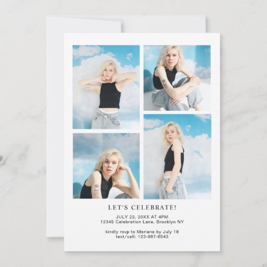 Modern  Typografie Fotocollage Afstuderen Kaart (Achterkant)