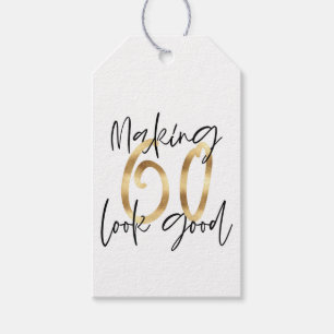modern typografie goud 60e verjaardag dank je wel cadeaulabel