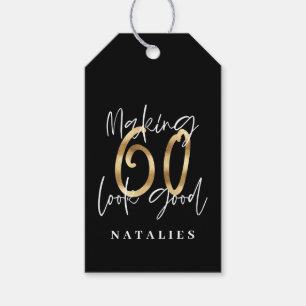 modern typografie goud 60e verjaardag dank je wel cadeaulabel