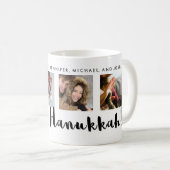 Modern Typografie Happy Hanukkah Four Photo Grid Koffiemok (Voorkant rechts)