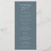 Modern Typografie Leiste Blau Huwelijksprogramma Programmakaart (Achterkant)