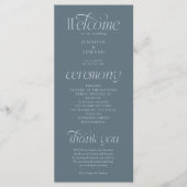 Modern Typografie Leiste Blau Huwelijksprogramma Programmakaart (Voorkant)