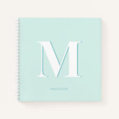 Modern Typografie Mint Turquoise Monogram Initiaal Notitieboek (Voorkant)