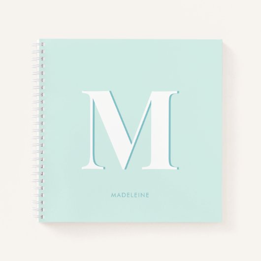 Modern Typografie Mint Turquoise Monogram Initiaal Notitieboek (Voorkant)