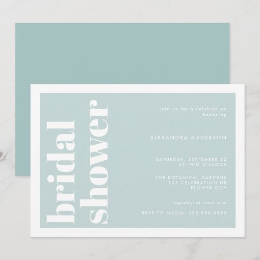 Modern Typografie Mint Turquoise Vrijgezellenfeest Kaart (Voorkant / Achterkant)