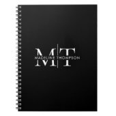 Modern Typografie Monogram Zwart Notitieboek (Voorkant)