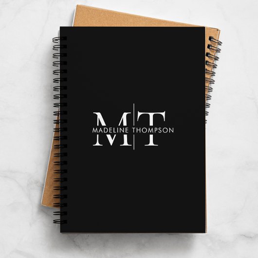 Modern Typografie Monogram Zwart Notitieboek