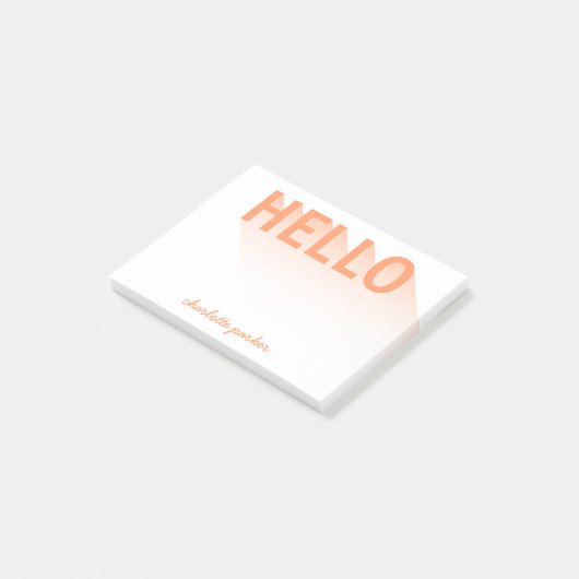 Modern Typografie Oranje Hallo Post-it® Notes (Schuin)