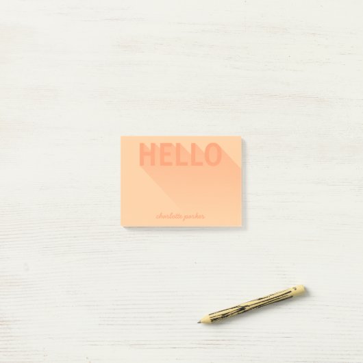 Modern Typografie Oranje Hallo Post-it® Notes (Op bureau)