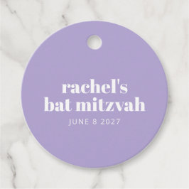 Modern Typografie Paars Bat Mitzvah Persoonlijk Bedankjes Labels
