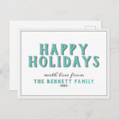 Modern Typografie Prettige feestdagen Kerstmis Briefkaart (Voorkant / Achterkant)