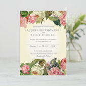 MODERN Typografie  Roos Floral Wedding Kaart (Staand voorkant)