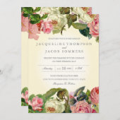 MODERN Typografie  Roos Floral Wedding Kaart (Voorkant / Achterkant)