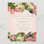 MODERN Typografie  Roos Floral Wedding Kaart (Voorkant / Achterkant)