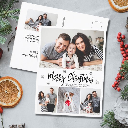 Modern Typografie Script Collage Kerstmis Briefkaart