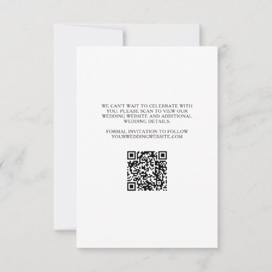 Modern Typografie Script QR Code Bruiloft Save The Date (Achterkant)