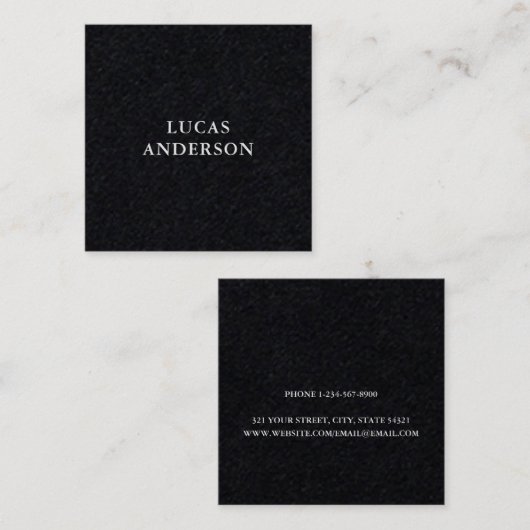 Modern typografie script zwart vierkante visitekaartje (Voorkant / Achterkant)