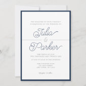 Modern Typografie Simple Navy Border Wedding Kaart (Voorkant)