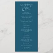 Modern TYPOGRAFIE Teal Huwelijksprogramma Programmakaart (Achterkant)