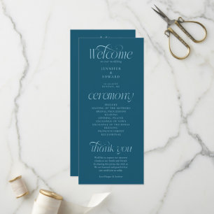Modern TYPOGRAFIE Teal Huwelijksprogramma Programmakaart