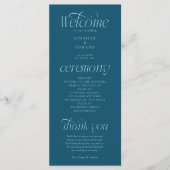 Modern TYPOGRAFIE Teal Huwelijksprogramma Programmakaart (Voorkant)