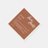 Modern Typografie Terracotta Fun Facts Wedding Servet (Hoek)