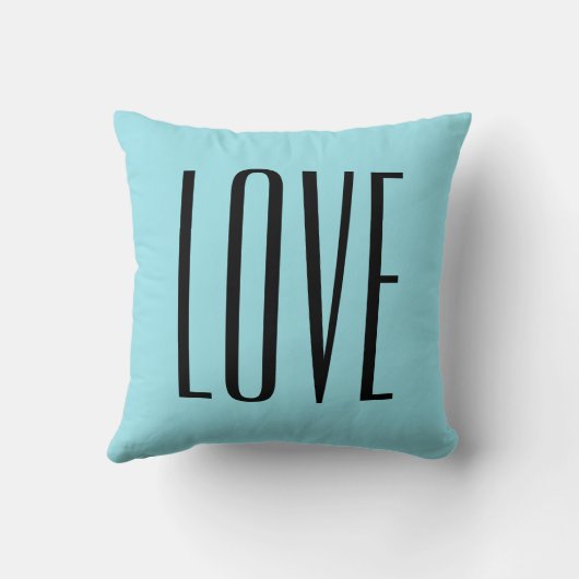 Modern Typografie Turquoise Blue Love Kussen (Achterkant)