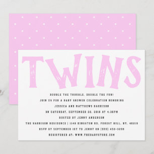 Modern Typografie Twin Girls Baby shower Kaart