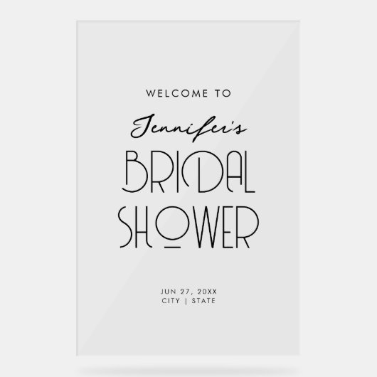 Modern Typografie Vrijgezellenfeest Welkom Zwart Acryl Bord