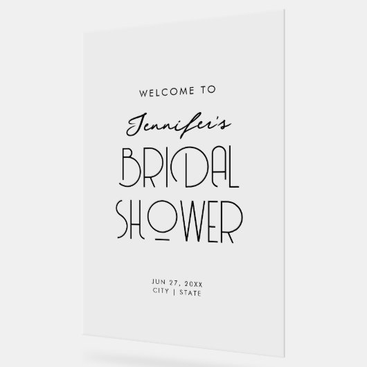 Modern Typografie Vrijgezellenfeest Welkom Zwart Acryl Bord (Hoek)