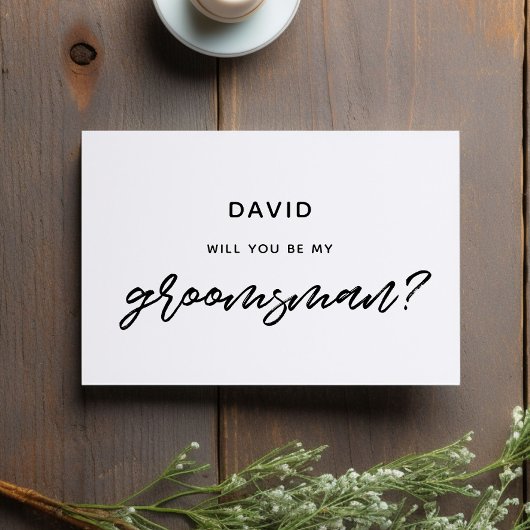 Modern typografie zal jij mijn bruidsjonker kaart