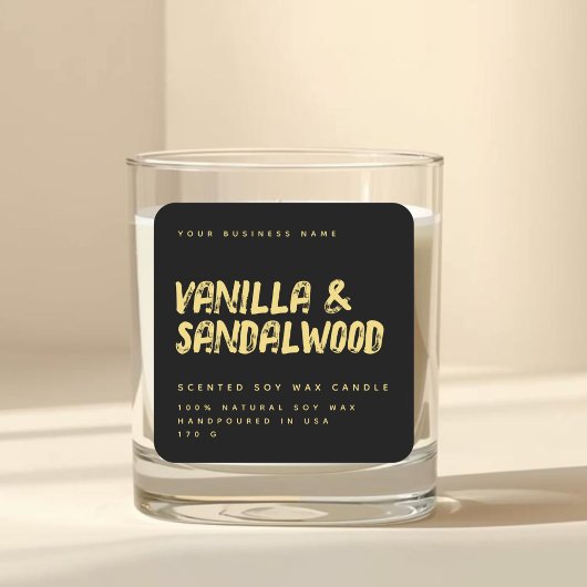 Modern typografie zwart goud sojakaars label
