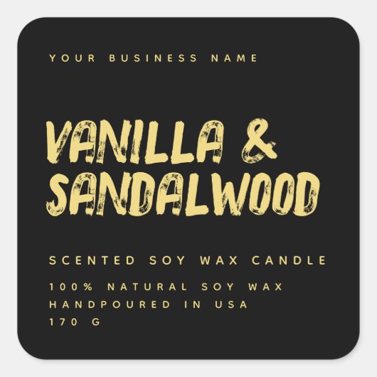 Modern typografie zwart gouden soja kaars label (Voorkant)