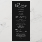 Modern Typografie Zwart Huwelijksceremonie Program Programmakaart (Voorkant)