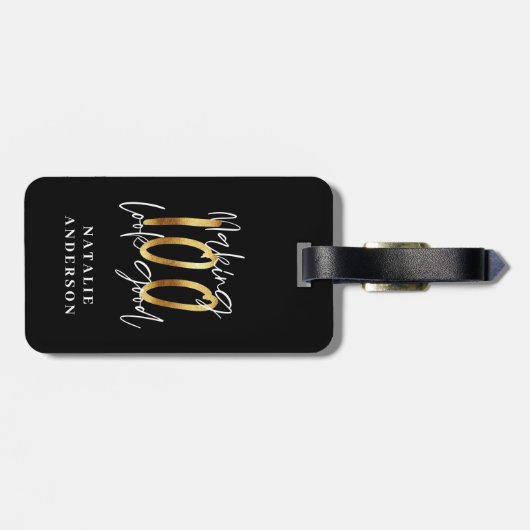 modern typografiegoud 100e verjaardag bagagelabel (Achterkant horizontaal)