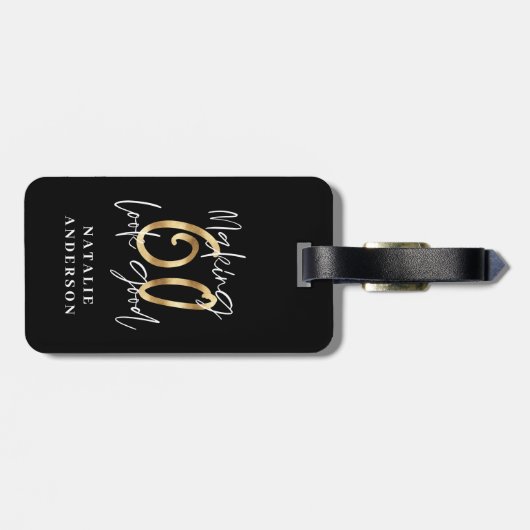 modern typografiegoud - 60e verjaardag bagagelabel (Achterkant horizontaal)