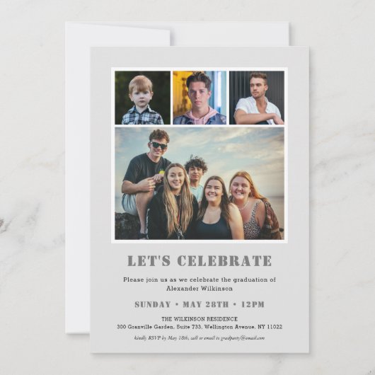 Modern Typografieminimalist 5 Foto Afstuderen Kaart (Achterkant)