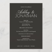 Modern typografisch-centric huwelijk programmakaart (Voorkant)