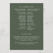 Modern typografisch-centric huwelijk programmakaart (Achterkant)