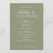 Modern typografisch-centric huwelijk programmakaart (Voorkant)