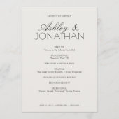 Modern typografisch-centric huwelijk programmakaart (Voorkant)