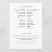 Modern typografisch-centric huwelijk programmakaart (Achterkant)