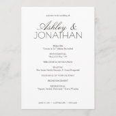 Modern typografisch-centric huwelijk programmakaart (Voorkant)