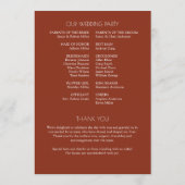 Modern typografisch-centric huwelijk programmakaart (Achterkant)