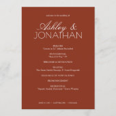 Modern typografisch-centric huwelijk programmakaart (Voorkant)