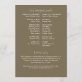 Modern typografisch-centric huwelijk programmakaart (Achterkant)