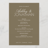 Modern typografisch-centric huwelijk programmakaart (Voorkant)