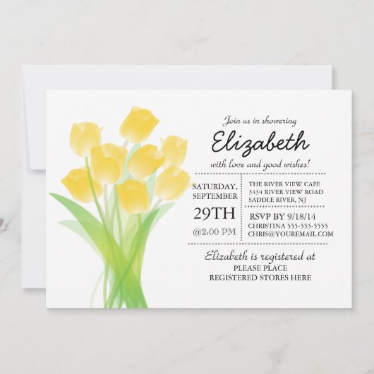 Modern typografisch geel tulpen Baby shower Kaart (Voorkant)