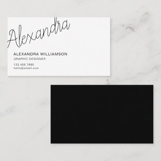 Modern typografisch minimaal zwart-wit visitekaartje (Voorkant / Achterkant)